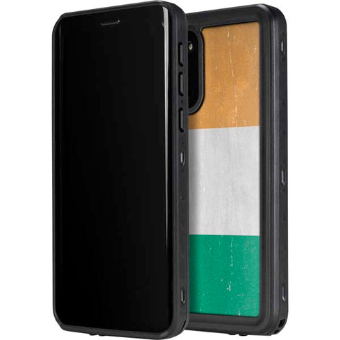 Ivory Coast Flag Distressed Galaxy S20 Waterproof Case